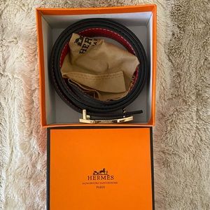 HERMES Reversible Constance Belt (Black & Red) w/ H Buckle in agile